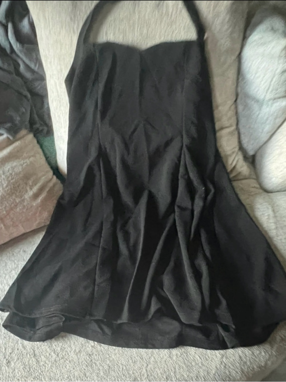 Halter Neck Black A-Line Dress